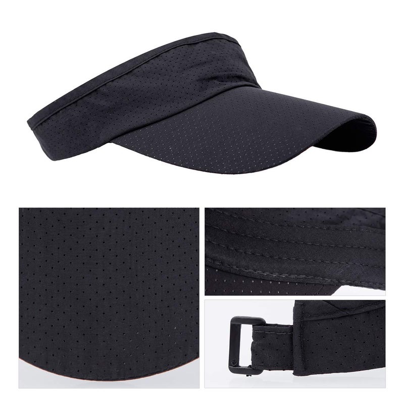 moonsix Sun Visor Cap for Man for Woman, Outdoor Sport Cap Wide Brim Adjustable Visor Golf Hat, Black - Image 3